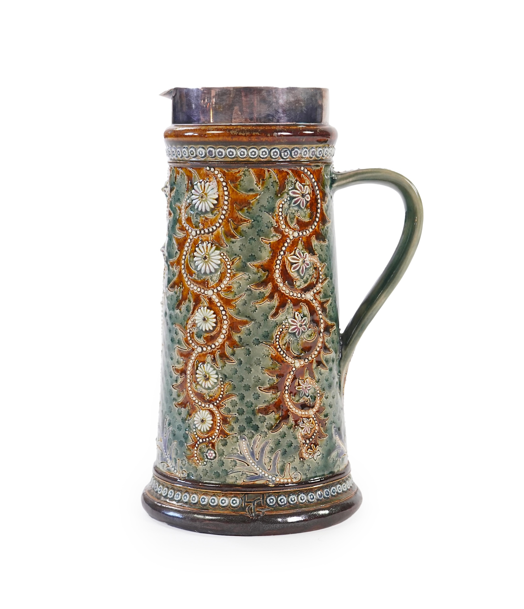 George Tinworth and Rosina Brown for Doulton Lambeth: A stoneware lemonade jug